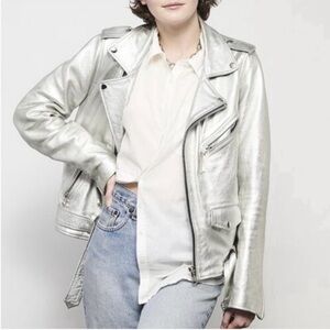 Ci Sono Silver Metallic Moto Jacket
Size Medium